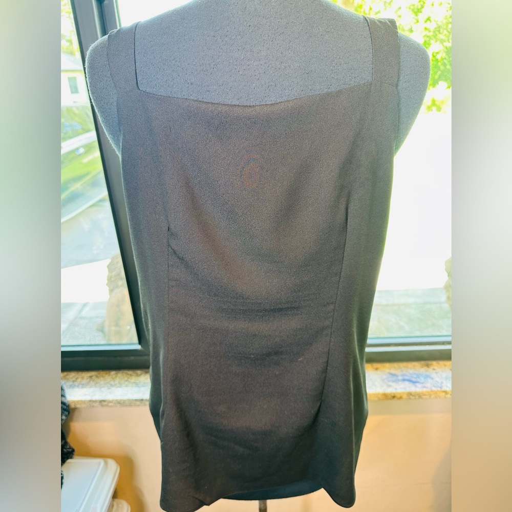 NY Collection Black Beaded Sleeveless Ruffle Blouse Size Large - Picture 6 of 8